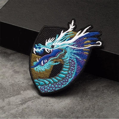 China Tradicional Dragão bordado Patches Gancho e Loop Ferro Em Patch bordado