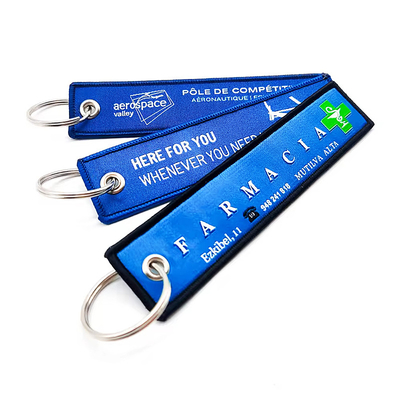 Tecido de tecido personalizado bordado em branco para motocicleta Keychain bordado Anime Key Jet Tag para carro e motocicleta