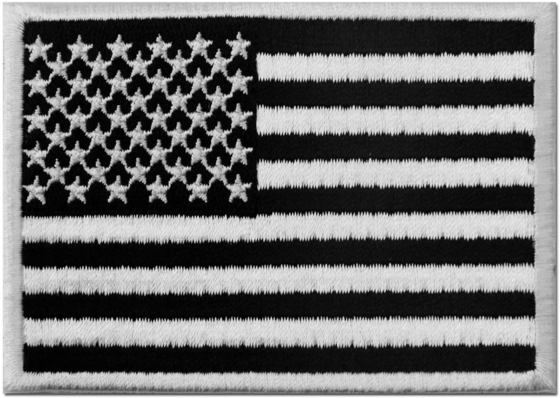 A bandeira americana tática bordou o Estados Unidos da América que dos EUA do remendo o ferro militar costura sobre no emblema - branco &amp; preto