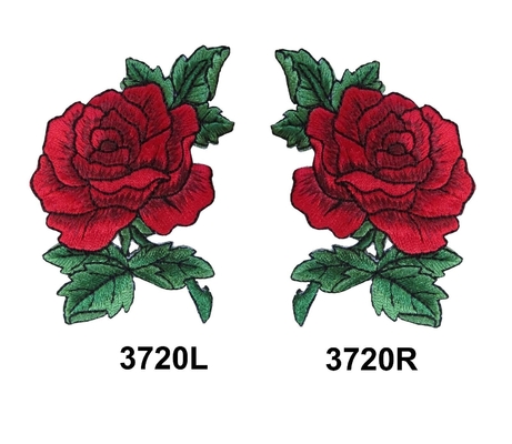 Cor feita sob encomenda vermelha de Rose Flower Embroidery Sew Patch Pantone para a roupa