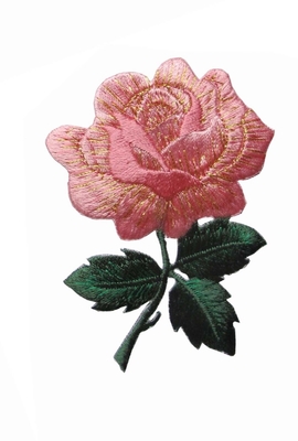 4&quot; cor feita sob encomenda da beira de Rose Embroidery Iron On Patch Merrowed do rosa