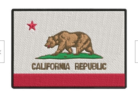 A bandeira da república de Califórnia bordou o ferro na beira de Merrow da tela da sarja do remendo
