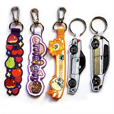 Custom Cheap Embroidery Fabric customizado Cheap Fabric Keychain