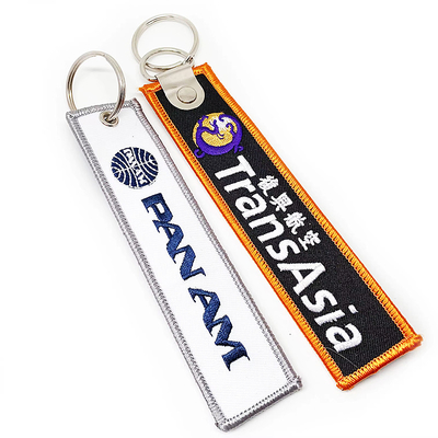 Logotipo personalizado tecido chave tag bordado Keychain Etiqueta Keychain
