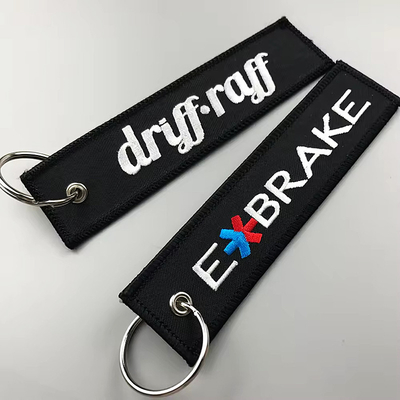 Logotipo personalizado tecido chave tag bordado Keychain Etiqueta Keychain