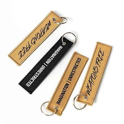 Logotipo personalizado tecido chave tag bordado Keychain Etiqueta Keychain