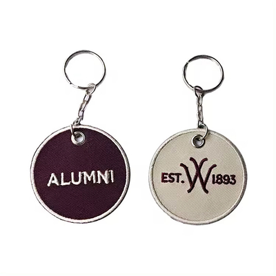 Fabrica direta Chain de chave bordado personalizado Mensagem personalizada Material de tecido