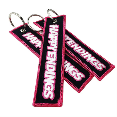 Fabrica direta Chain de chave bordado personalizado Mensagem personalizada Material de tecido