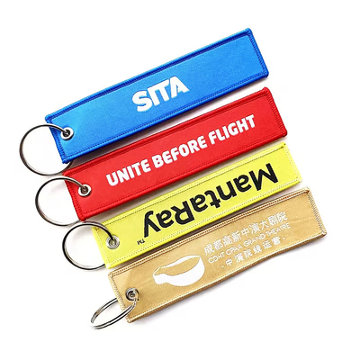Custom Wholesale tecido Chave de Chave Key Tag Custom Jet Tags bordados para a festa