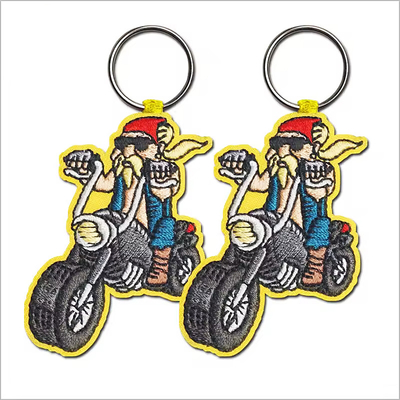 Logotipo leve Custom Jet Tags Tecido Impresso Chave bordada Anel de chave bordada Chave