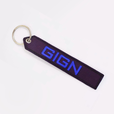 Logotipo personalizado Jet Tags Tecido Impresso Chave bordada Anel de Chave bordada