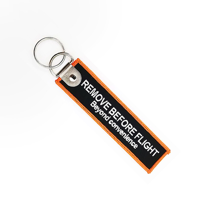 Logotipo personalizado Jet Tags Tecido Impresso Chave bordada Anel de Chave bordada