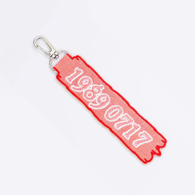 Logotipo personalizado Jet Tags Tecido Impresso Chave bordada Anel de Chave bordada