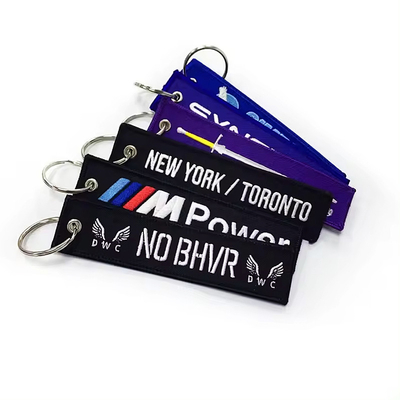 Logotipo personalizado Jet Tags Tecido Bordado Impresso Chave de Chave Leve Bordado