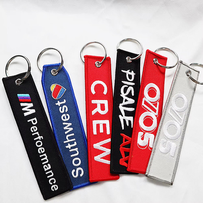 Logotipo personalizado Jet Tags Tecido Bordado Impresso Chave de Chave Leve Bordado