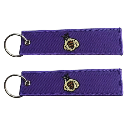 Chaves de chave por atacado texto bordado chave de etiqueta para promoção Chave de chave de logotipo personalizado