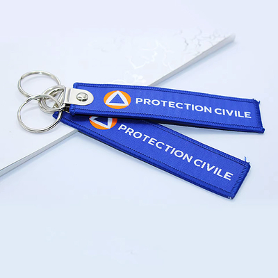 Logotipo personalizado Key Holder Ring Chain Fabric Tag Keychain tecido personalizado
