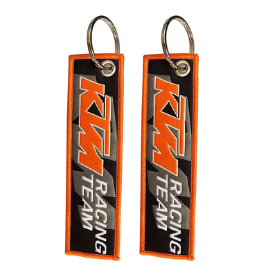 Logotipo personalizado Key Holder Ring Chain Fabric Tag Keychain tecido personalizado