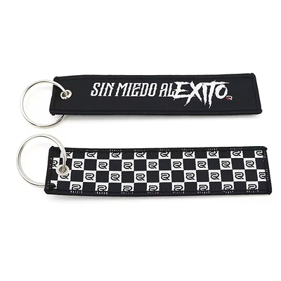 Chave personalizada de tecido de poliéster Logotipo personalizado com anexo Grande Anel