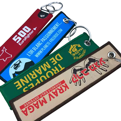 Chave de chave de poliéster personalizada bordado Jet Tag Tecido Chave de chave de tecido com o seu logotipo