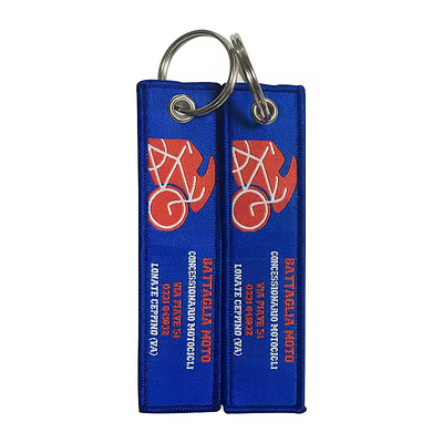 Letras personalizadas de dois lados Keychain bordado Nome Marca Logotipo Jet Tag Key Ring Alta qualidade tecido bordado Key Chai