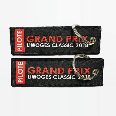 Letras personalizadas de dois lados Keychain bordado Nome Marca Logotipo Jet Tag Key Ring Alta qualidade tecido bordado Key Chai
