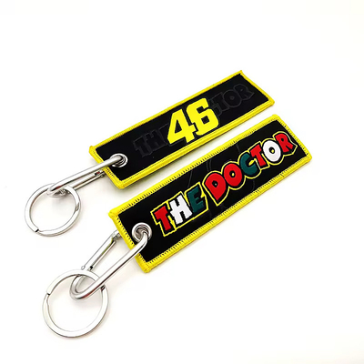 Personalizado em branco Logotipo personalizado bordado Tecido tecido Chaveira Chave Fob Chave Airplane Jet Tag bordado Chave de companhia aérea
