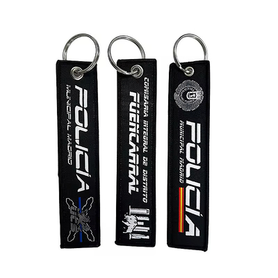 Personalizado em branco Logotipo personalizado bordado Tecido tecido Chaveira Chave Fob Chave Airplane Jet Tag bordado Chave de companhia aérea