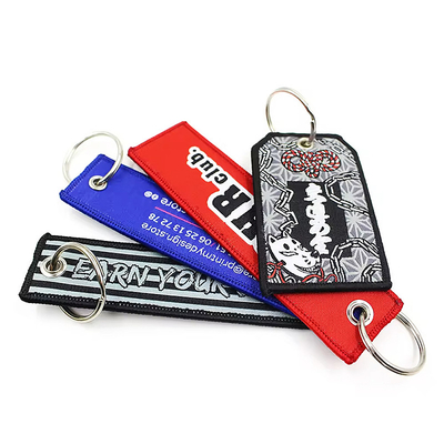 Personalizado em branco Logotipo personalizado bordado Tecido tecido Chaveira Chave Fob Chave Airplane Jet Tag bordado Chave de companhia aérea