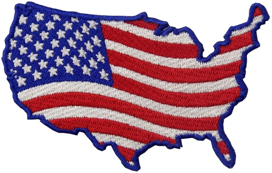 Os EUA traçam a forma que a bandeira americana bordou o ferro costura sobre no remendo