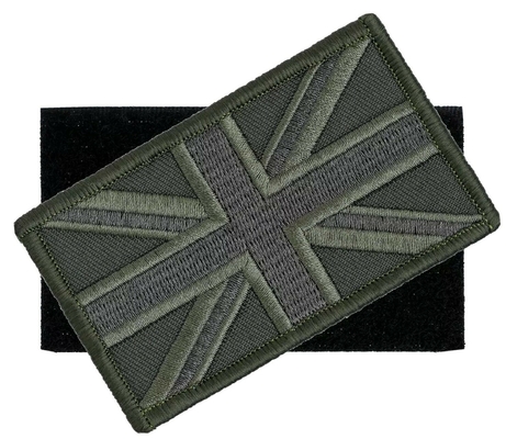 O hook&amp;loop BRITÂNICO verde do remendo da bandeira costura na união Jack Army Embroidered Patch