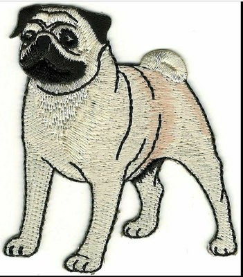 2,5&quot; x 3&quot; remendo canino do bordado da raça realística do cão do Pug