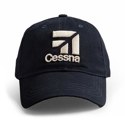 Cessna Aircraft Black Hat Twill Cap logotipo bordado Baseball Cap