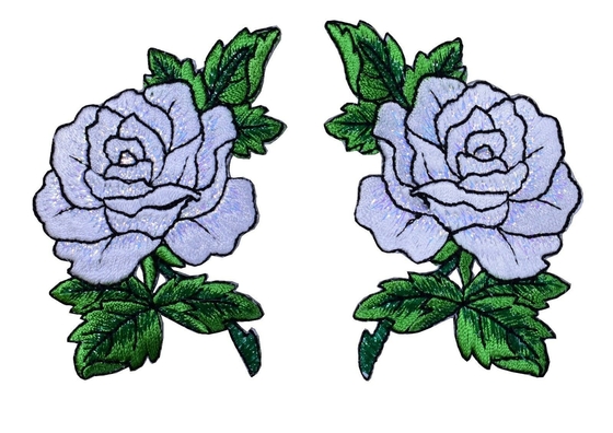 Revestimento protetor branco de Rose Flower Embroidered Patches Velcro para a roupa