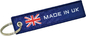da bandeira feita sob encomenda do bordado de Reino Unido da sarja da corrente chave da motocicleta de 130*30mm corrente chave