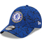 Capuz de logotipo bordado de cor azul com borda pré-curva do Chelsea Football Club 9FORTY Capuz de beisebol de mármore